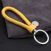 Al por Mayor Punto Creativo Cuerda de Cuero Trenzada Círculo Único Llavero Muñeca Bola de Pelo Llavero Accesorios para Llaves Joyería