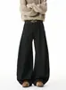 Calça Jeans Original Cor Barra Desfiada Scimitar para Homens, Marca Tendência Outono, Caimento Solto Casual Reto Wide-Leg Lavada