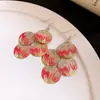 Pendientes de Gancho Geométricos con Borlas Estampado de Goteo de Aceite Transfronterizos Europeos y Americanos, Pendientes de Diseño Exagerado Personalizados, Joyería de Lujo Ligero y de Gama Alta