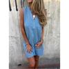 Vestido de verano de 2025 para mujer, de comercio exterior europeo y americano, con cuello en V y botones decorativos, de color liso, de Amazon AliExpress.