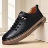 Zapatillas de hombre de cuero vintage desgastado, zapatos casuales de cuero elásticos sin cordones, zapatos de hombre con suela gruesa antideslizante, venta al por mayor de fábrica