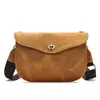 Bolso Cruzado Simple y Versátil para Mujer de Cuero Genuino Textura de Cuero Crazy Horse Diseño de Cierre Bolso de Hombro Bolso de Mano para Viajeros de Negocios
