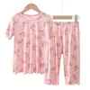 Conjunto de Ropa para el Hogar para Niños y Niñas, Pijamas de Bebé, Ropa para Aire Acondicionado, Pantalones Cortos de Manga Corta, Clase A, Conjunto de Verano Modal para Padres e Hijos