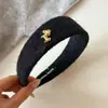 Diadema de Lana Estilo Coreano con Etiqueta Dorada de Borde Ancho para Cabeza de Caballo para Mujer, Sensación de Alta Gama, Diadema que No Aprieta, Accesorio para el Cabello