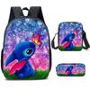 Mochila escolar de tres piezas con diseño de Stitch de Amazon, nueva y divertida para estudiantes de primaria y secundaria.