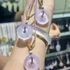 Colgante de Paz de Calcedonia Violeta Natural Genuina, Cadena para Clavícula de Ágata Jade, Colgante de Paz de Ágata Estilo Antiguo