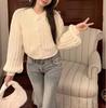 Exportación Corea del Sur Dongdaemun Primavera Nuevo Estilo Perezoso Cuello Redondo Delgado Manga Larga Suéter Chaqueta Cárdigan con Hebilla para Mujer Trendy