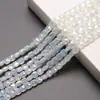Contas Quadradas Planas Cor AB de Vidro 6mm Acessórios para Joias DIY Cor de Porcelana Imitação de Jade Contas Quadradas de Vidro Contas Espalhadas