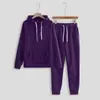 2024 Versión Coreana Nuevo Conjunto de Sudadera Unisex con Capucha de Color Sólido Talla Grande Conjunto Casual Holgado de Dos Piezas para Mujer