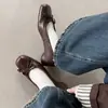 Zapatos de Moda de Nicho de 2.5 cm con Lazo Individuales Poco Profundos Nuevos para Primavera y Otoño 2026 Mocasines Slip-On con Punta Redonda y Tacón Grueso