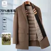 Casaco de Lã Dupla Face de Alta Qualidade Masculino Outono/Inverno Novo Estilo Casual de Negócios de Alta Gama Jaqueta com Forro de Penas de Comprimento Médio