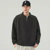 Moletom com gola alta e zíper parcial para homens, costurado, novo estilo primavera/outono 2026, jaqueta pulôver casual, estilo americano moderno