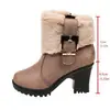 Botas estilo Martin de talla grande para comercio exterior en stock, nuevo estilo otoño e invierno 2026, botas de moda para mujer con cremallera lateral de pedrería, botas cálidas de algodón de tacón alto