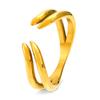 Anel Minimalista Europeu e Americano de Aço Titânio Feminino Ouro 18K Banho de Ouro Real Anel de Luxo Leve de Nicho Linhas Geométricas Dedo Indicador Retrô