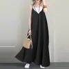 Vestido Casual Suelto Color Sólido 2020 Cuello en V Espalda Descubierta Sexy Largo Sin Mangas Vestido de Fiesta para Mujer