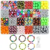 Venta transfronteriza de set de 24 compartimentos de cuentas de arcilla blanda para pulseras, collares y accesorios DIY para niños, directo del fabricante