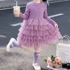 Vestidos de primavera y otoño para niñas, vestidos elegantes para bebés, vestidos de moda para niños, vestidos de malla de hadas únicos y a la moda, vestidos de tutú estilo princesa