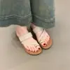 Sandalias retro de estilo coreano con tiras cruzadas sin cordones para mujer, adecuadas para usar al aire libre, estilo vacacional de playa, sandalias de playa planas cómodas