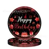 Nuevo Tema de Fiesta de Cumpleaños Suministros Decorativos Negros y Dorados Platos de Papel Servilletas de Papel Banderines Tirar Manteles Juego de Vajilla Arreglo