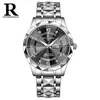 Nuevo Reloj Genuino para Hombre de Rui Zhi Yuan, Calendario, Luminoso, Resistente al Agua, Elegante Reloj con Esfera en Forma de Diamante, Reloj de Cuarzo