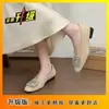 Sapatos slip-on de algodão com veludo extra, com strass francês, coleção inverno 2026, sapatos Wanwan peludos, com salto escondido, sapatos Mary Jane elegantes