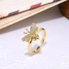 Anillo ajustable con diseño de abeja e insecto, con microincrustaciones de circonitas de color, chapado en cobre y oro de 18 quilates, estilo transfronterizo europeo y americano, para mujer.