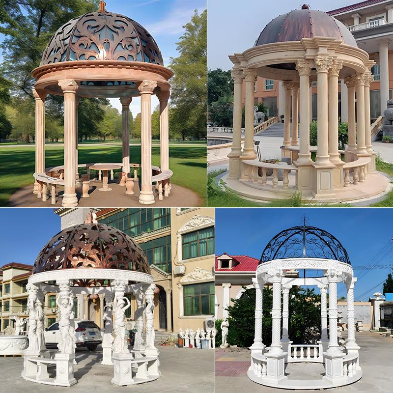 公园休闲石头亭子摆件