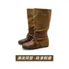 Botas femininas longas super populares que valorizam o formato da perna, estilo coreano, nova moda outono 2026, elegantes botas de salto bloco estilo Miu