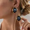 Brincos ovais de acrílico com agulha de prata transfronteiriços europeus e americanos, brincos estilo corte vintage francês, brincos de design de nicho