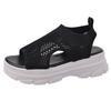 Sandálias Casuais de Solado Grosso para Mulheres, Novo Estilo Coreano de Verão Respiráveis Vazadas Peep-Toe para Estudantes