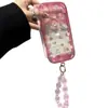 Cordón de Cadena de Cuentas de Lunares se Transforma Instantáneamente en una Funda Arcoíris para iPhone 17 iPhone 16 Pro Max de Apple en Colores Caramelo