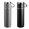 Juego de tazas aisladas de acero inoxidable 304, regalo de negocios, una taza con tres tapas, taza portátil para hombres y mujeres, juego personalizado