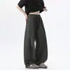 Pantalones casuales de trabajo de diseño plisado deconstruido estilo americano para hombre, verano vintage versátil sueltos rectos de pierna ancha largos