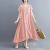 Ropa Nueva de Tallas Grandes para Mujer Verano 2026 para Chicas Gorditas, Vestido Elegante de Seda y Algodón con Cuello en V, Holgado y Adelgazante