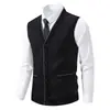 Suéter sin mangas casual de punto con cuello en V para hombre, Otoño Invierno, Moda Juvenil Versátil, Chaleco Casual con Forro de Terciopelo, Camisa Base
