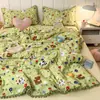 Conjunto de quatro peças de algodão puro classe A para maternidade e bebês Little Red Book, lençol de algodão puro estilo princesa com renda estilo coreano, conjunto de três peças para dormitório