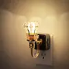 Luz de Noche de Enchufe 1W Controlada por Luz Gy233U Tira Floral Rayada Pantalla de Vidrio Modelo Dormitorio Pasillo Sensor Avanzado Luz de Noche