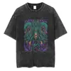 Camiseta de Manga Corta para Hombre Estilo Retro Lavado Dibujos Animados Europeos y Americanos Talla Europea 2025 Transfronteriza, Camiseta para Hombre Lavada y Desgastada