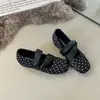 Zapatos Mary Jane vintage estilo francés para mujer, zapatos bajos de verano con lazo y punta redonda, zapatos planos estilo ballet para el día a día