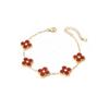Popular Flor de la Suerte Corazón Diamante Nácar Pulsera Collar Pendientes Anillo para Mujer Lujo Ligero Versátil Juego de Cuatro Piezas Venta Directa de Fábrica