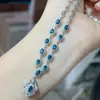 Colar Popular Natural de Topázio Azul Londres Prata S925 Pedra Principal Feminina 3*4 Venda Quente Dropshipping Transfronteiriço