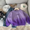 Moletom Infantil Gradiente Primavera e Outono Tie-dye Nova Roupa de Primavera para Crianças Base Gola Redonda Manga Longa Top Fino Estilo Ocidental