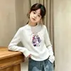 Camada Base Térmica Casual para Meninas Outono/Inverno Novo Estilo Infantil Top Felpudo Manga Longa Gola Redonda Camiseta Roupa Íntima