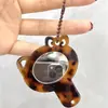 Design de Nicho Transfronteiriço Gato de Desenho Animado Acetato Estampa de Leopardo Espelho de Maquiagem Chaveiro Pingente de Bolsa Acessório DIY