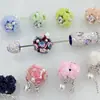 Borlas de Perla Rosa de Alta Resistencia, Bolas Florales, Cuentas con Agujero Recto, Accesorios para Bolígrafos Portátiles DIY, Cadenas para Teléfono Móvil, Llaveros