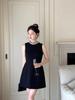 Vestido Yang Xiao Roll Estilo Francés Cuello de Perlas Estilo Hepburn para Mujer Sin Mangas Vestido Negro Pequeño con Cintura Ceñida para Cumpleaños Chalecos de Alta Calidad Vestido