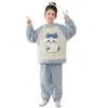 Pijama infantil de fleece coral, quente para outono e inverno, design fofo de desenho animado, conjunto de flanela infantil para usar em casa