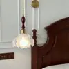 Luminária Pendente Vintage Flor Rosa de Cabeceira Lâmpada Pendente de Entrada de Corredor Latão Retrô Francês Onda de Água casagd Ferro