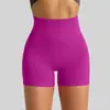 Shorts de fitness femininos de três pontos de cintura alta com levantamento de bumbum de pêssego transfronteiriços, shorts curtos de tricô sem costura justos para yoga, corrida e esportes