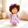 Boneca de pelúcia Mia batata espanhola 24cm com vestido de balé de tule rosa 20cm, sapatos novos de couro com tira em T e sapatos de lona